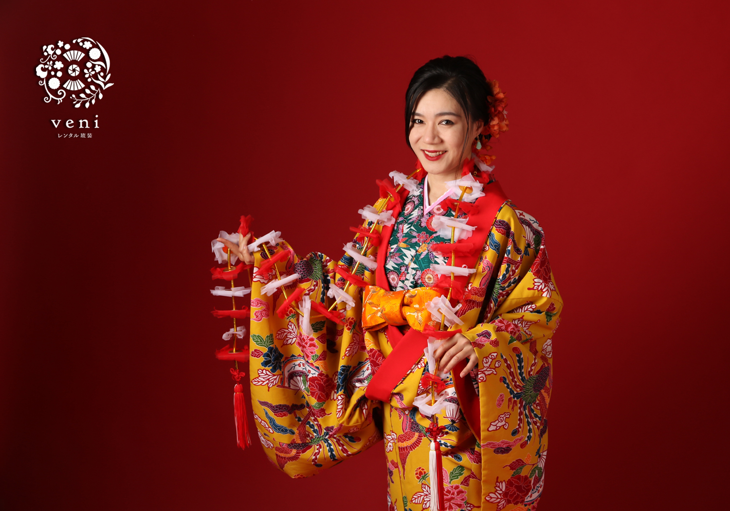 2233番 沖縄 誤ら 琉球舞踊 花笠 被り物 A 